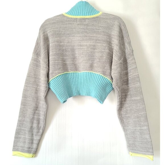 Urban Outfitters BDG Keegan LS Sweater Half-Zip Cropped Sz S Gray Blue NWT - Picture 4 of 12